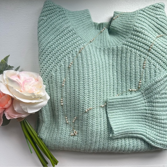 LOFT Sweaters - LOFT Mockneck Knit Sweater in Light Green